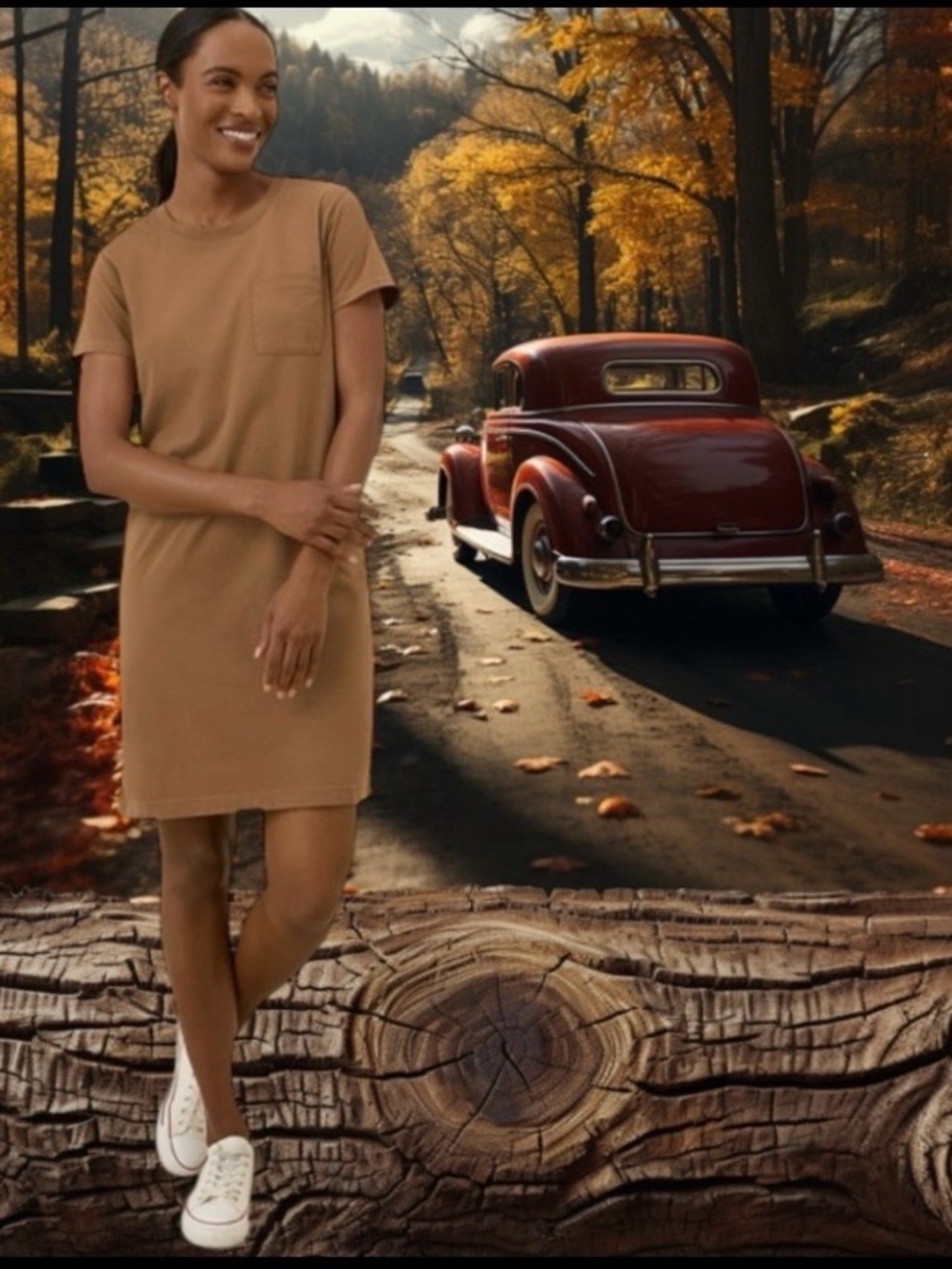 PACT 100% ORGANIC COTTON SOFTSPUN KNIT TEE DRESS IN BROWN SUGAR SIZE MEDIUM